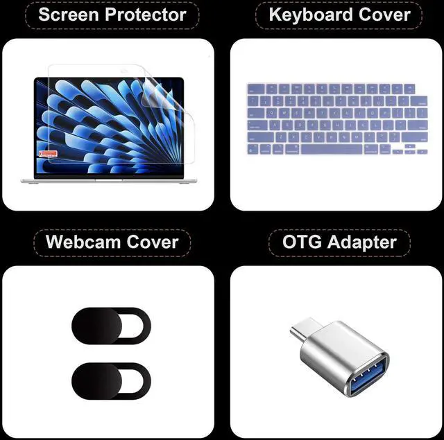 Alt view image 3 of 5 - Yebiseven for MacBook Air 13.6" M4 Case 2025 2024 2022 Released A3240/A3113 M3/A2681 M2, Laptop Case with Keyboard Cover & Screen Protector & OTG Adapter & 2 Webcam Covers, Abstract Dahlia