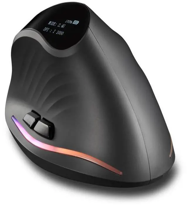 Alt view image 2 of 5 - zelotes Bluetooth Wireless Vertical Mouse with Display,Rechargeable,Dual Mode (BT 5.0/3.0 + 2.4G USB Receiver),4000 DPI(5-Level Adjustable),Optical Portable Ergonomic Mouse for PC,Laptop,Tablets,Black