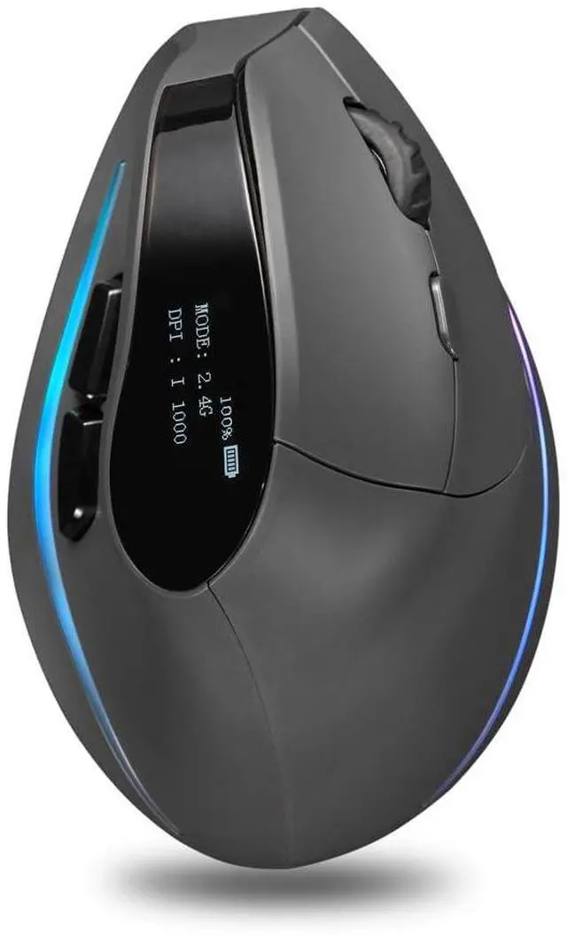 Alt view image 5 of 5 - zelotes Bluetooth Wireless Vertical Mouse with Display,Rechargeable,Dual Mode (BT 5.0/3.0 + 2.4G USB Receiver),4000 DPI(5-Level Adjustable),Optical Portable Ergonomic Mouse for PC,Laptop,Tablets,Black