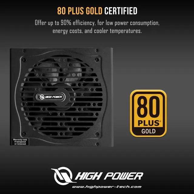 Alt view image 3 of 5 - HIGH POWER 80 Plus Gold Certified PC Computer Power Supply - 650 Watts PSU, Continuous Power ATX 12V V2.3/EPS Active PFC with Whisper Quiet 120mm Fan, Reliable Performance and High Efficiency