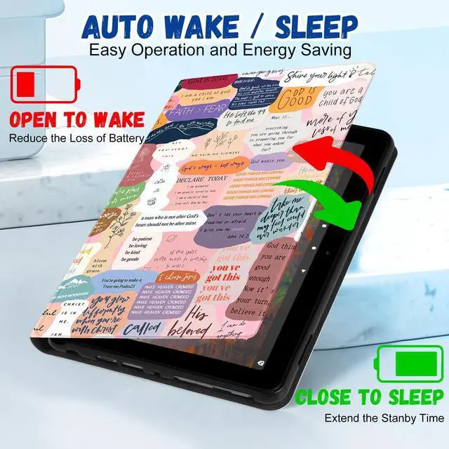 Alt view image 5 of 5 - Wazzasoft for Amazon Kindle Fire HD 8/8 Plus Tablet Case 10th/12th Generation for Women Girls Folio Cover Cute Fashion Design Girly Kawaii Quotes Pretty Unique Teens Cases for Kindle Fire Case 8 Inch