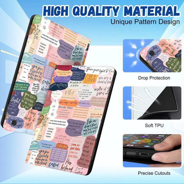 Alt view image 3 of 5 - Wazzasoft for Amazon Kindle Fire HD 8/8 Plus Tablet Case 10th/12th Generation for Women Girls Folio Cover Cute Fashion Design Girly Kawaii Quotes Pretty Unique Teens Cases for Kindle Fire Case 8 Inch