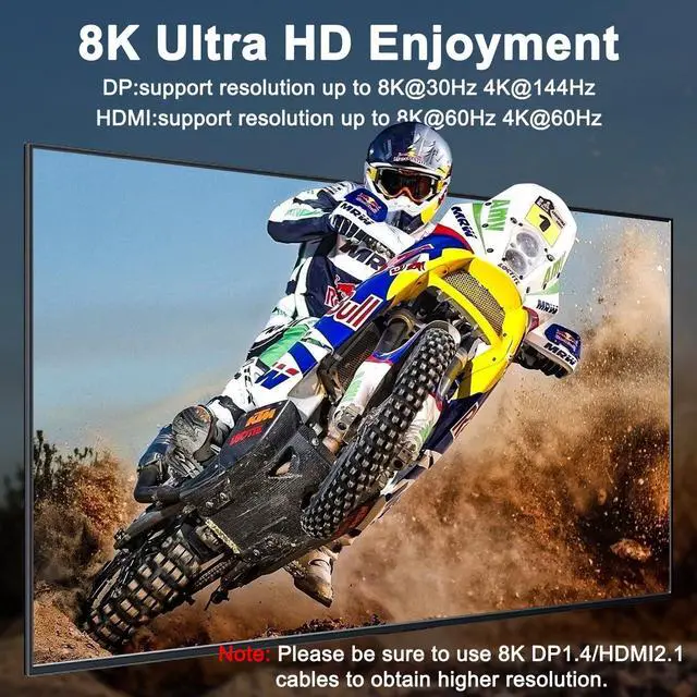 Alt view image 5 of 5 - KVM Switch 3 Monitors 3 Computers 8K@60Hz, Camgeet HDMI+2 Displayport KVM Switch Triple Monitor for 3 Computer Share 3 Monitor and 4 USB3.0 Devices,Wired Remote and 12V Power Adapter Included