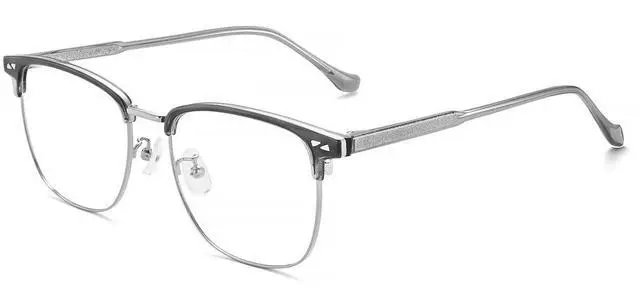 Main image of SooGree Blue Light Blocking Glasses Men Women Half Frame UV400 Glasses Clear Lens Anti Eyestrain Glasses Computer Gaming (Metal, 8030 Translucent Gray Silver (anti-blue light lens))