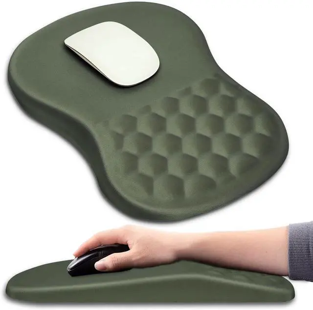 Main image of Hokafenle Ergonomic Mouse Pad Wrist Support with Massage Design, Wrist Rest Pain Relief Mousepad with Memory Foam&Non-Slip PU Base, Mouse Pads for Wireless Mouse & Desk (12x8 inch,Olive Green)