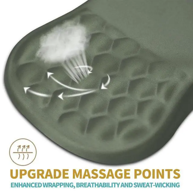 Alt view image 2 of 5 - Hokafenle Ergonomic Mouse Pad Wrist Support with Massage Design, Wrist Rest Pain Relief Mousepad with Memory Foam&Non-Slip PU Base, Mouse Pads for Wireless Mouse & Desk (12x8 inch,Olive Green)