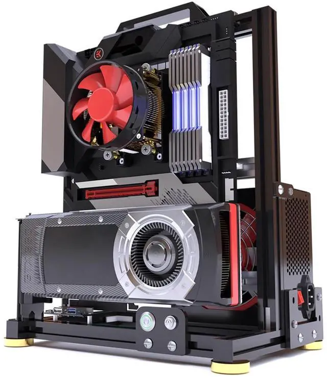 Alt view image 2 of 5 - PC Test Bench Open Frame Computer Case DIY Computer Motherboard Case Rack Open Aluminum Frame Chassis Rack Support ITX/MATX/ATX/EAYX (EATX) Support 120 240 360 Liquid Cooling Vertical Overclocking