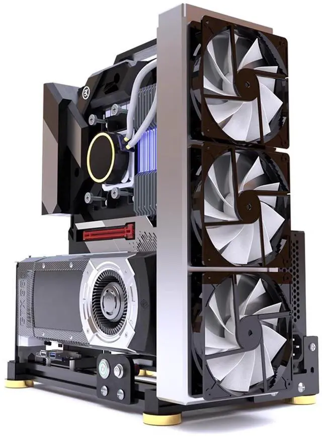 Alt view image 3 of 5 - PC Test Bench Open Frame Computer Case DIY Computer Motherboard Case Rack Open Aluminum Frame Chassis Rack Support ITX/MATX/ATX/EAYX (EATX) Support 120 240 360 Liquid Cooling Vertical Overclocking