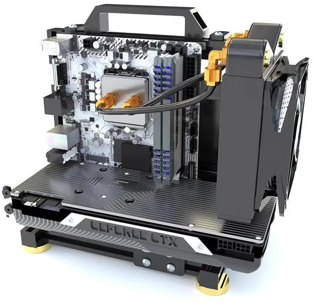 Alt view image 4 of 5 - PC Test Bench Open Frame Computer Case DIY Computer Motherboard Case Rack Open Aluminum Frame Chassis Rack Support ITX/MATX/ATX/EAYX (EATX) Support 120 240 360 Liquid Cooling Vertical Overclocking