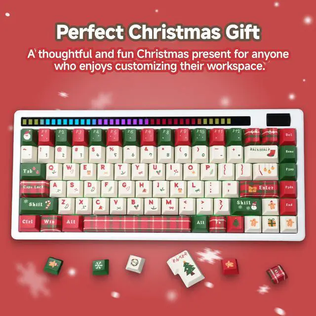 Alt view image 4 of 5 - 137 Christmas Theme Keycaps, Festive Keycaps with Santa, Snowflakes & Holiday Theme, Doubleshot PBT Key caps for Mechanical Keyboards, Giftable Packaging (MX, 60%, 65%, 75%, TKL, 100% Fit All Layouts)