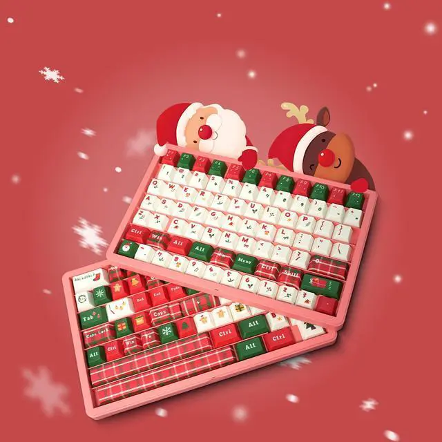 Alt view image 5 of 5 - 137 Christmas Theme Keycaps, Festive Keycaps with Santa, Snowflakes & Holiday Theme, Doubleshot PBT Key caps for Mechanical Keyboards, Giftable Packaging (MX, 60%, 65%, 75%, TKL, 100% Fit All Layouts)