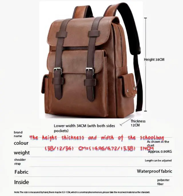 Alt view image 2 of 5 - CYLYWJD Business Men and Women PU Leather Backpack 15.6inch Laptop Waterproof Backpack Travel Commuter Lightweight schoolbag (Khaki backpack10,Medium)