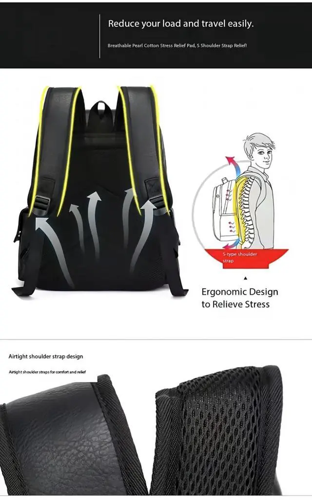 Alt view image 5 of 5 - CYLYWJD Business Men and Women PU Leather Backpack 15.6inch Laptop Waterproof Backpack Travel Commuter Lightweight schoolbag (Khaki backpack10,Medium)