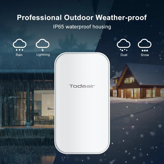 Alt view image 2 of 5 - 2025 Outdoor WiFi Extender, Dual Band WiFi Repeater, IP65 Weatherproof, Covers Up to Least 3440 Sq. ft and 30 Devices, Wi-Fi Signal Repeater for Farm,Courtyard,Factory