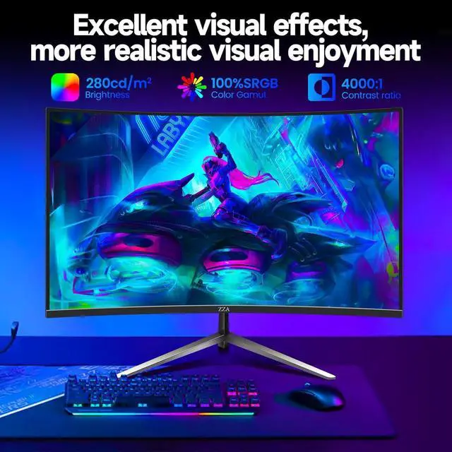Alt view image 3 of 5 - ZZA 32 Inch Monitor - 2K Resolution, 165Hz/180Hz,1440p Monitor, 1ms Response Time, FreeSync & G-Sync, HDR10, 122% sRGB Coverage, DP/HDMI,32 Inch Computer Monitor VESA Mount Compatible