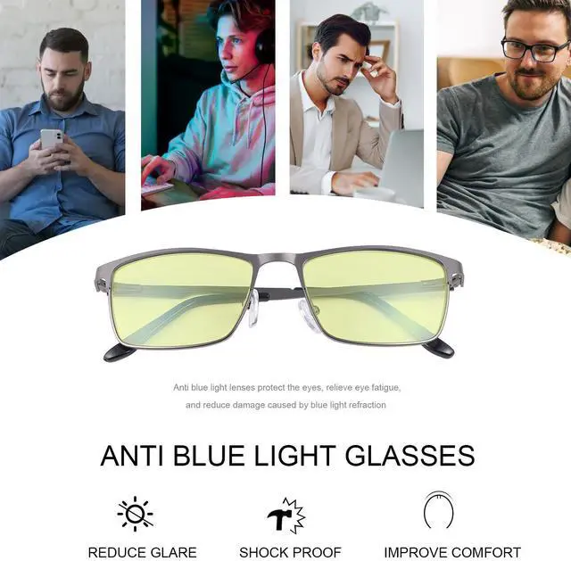 Alt view image 5 of 5 - YIMI Blue Light Blocking Glasses Gaming Computer Gamer Eyeglasses for Women Men Anti-Fatigue Anti Glare UV Protection & Eyestrain Spring Hinge Full-rim Metal Frame Game Eyewear Lightweight Spectacles