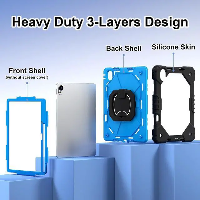 Alt view image 2 of 5 - YOUULAR Shoulder Strap Tablet Case for Huawei MatePad 11.5 S/11.5 inch TGR-W09, Heavy Duty Shockproof Protective Cover with Kickstand, Handle, Shoulder Strap for Kids Women Man Black Blue