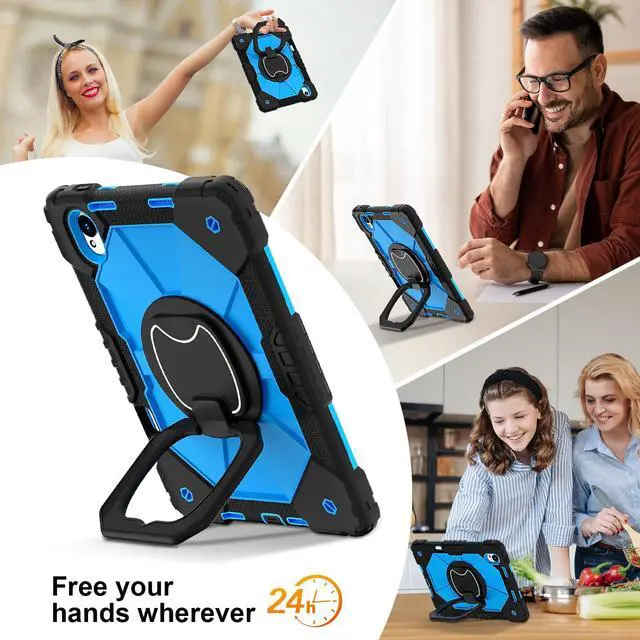 Alt view image 4 of 5 - YOUULAR Shoulder Strap Tablet Case for Huawei MatePad 11.5 S/11.5 inch TGR-W09, Heavy Duty Shockproof Protective Cover with Kickstand, Handle, Shoulder Strap for Kids Women Man Black Blue