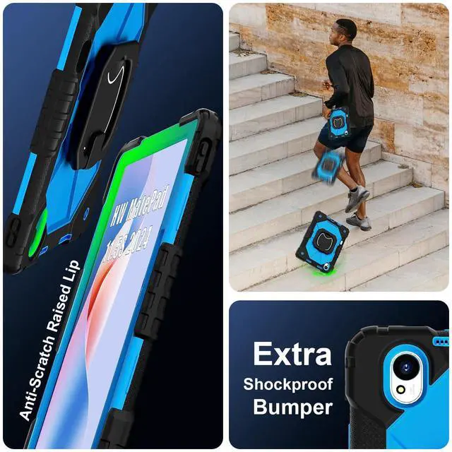 Alt view image 5 of 5 - YOUULAR Shoulder Strap Tablet Case for Huawei MatePad 11.5 S/11.5 inch TGR-W09, Heavy Duty Shockproof Protective Cover with Kickstand, Handle, Shoulder Strap for Kids Women Man Black Blue