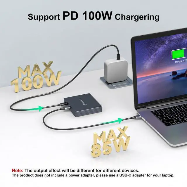 Alt view image 5 of 5 - USB C to HDMI + 2 Displayport Adapter 3 Monitors 4K60Hz DP HDMI Splitter 1 in 3 Out for Extended Display with PD 100W Charging, Plug & Play, Compatible with Laptop,PC,USB-C Graphics Card