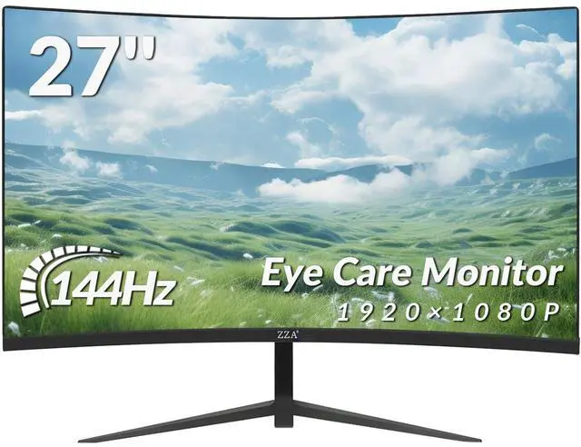 Main image of ZZA 27 Inch Curved Monitor with 1920 * 1080P|100Hz/120Hz/144Hz Computer Monitor 27 inch with HDMI *1,VGA*1 and Tilt Adjustable,VESA Compatible Eye Care PC Office Monitor for Working and Gaming