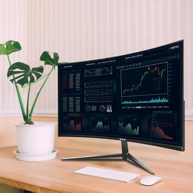 Alt view image 4 of 5 - ZZA 27 Inch Curved Monitor with 1920 * 1080P|100Hz/120Hz/144Hz Computer Monitor 27 inch with HDMI *1,VGA*1 and Tilt Adjustable,VESA Compatible Eye Care PC Office Monitor for Working and Gaming