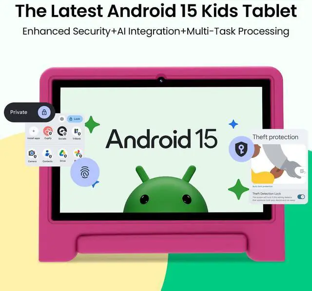 Alt view image 2 of 5 - 2025 Kids Tablet, 10.1 Inch Android 15 Tablet for Kids, 8+64GB Storage (1TB Expand), Octa-Core, WiFi 6, Pre-Installed Educational Apps, Parental Control, with EVA Protective Case, Eye Protection Mode