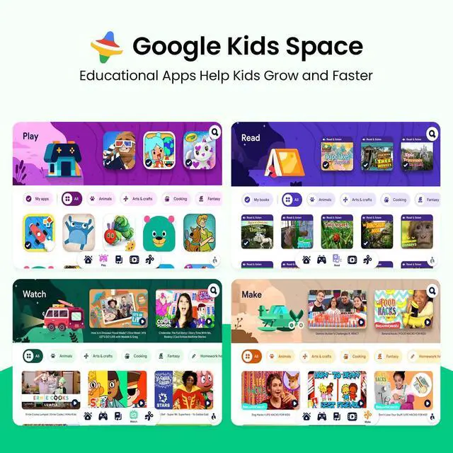 Alt view image 3 of 5 - 2025 Kids Tablet, 10.1 Inch Android 15 Tablet for Kids, 8+64GB Storage (1TB Expand), Octa-Core, WiFi 6, Pre-Installed Educational Apps, Parental Control, with EVA Protective Case, Eye Protection Mode