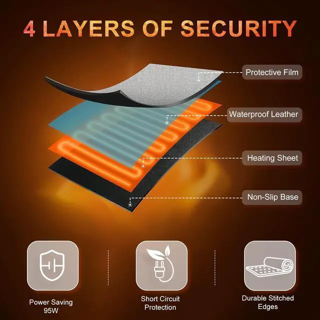 Alt view image 4 of 5 - HAOCOO Heated Desk Pad Large, Warm Mouse Pad Gaming, Computer Desk Mat for Desktop, 3 Levels Heating, Auto Shut Down, Leather Laptop Keyboard Mat for Home Office, Purple Blue Galaxy