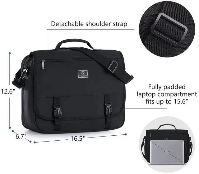 Alt view image 2 of 5 - OIWAS Messenger Bags for Men, 15.6Inch Large Water Resistant Laptop Bag Briefcase Casual Satchel Shoulder Bag for Men College Business Crossbody Bag Work Handbag (black)