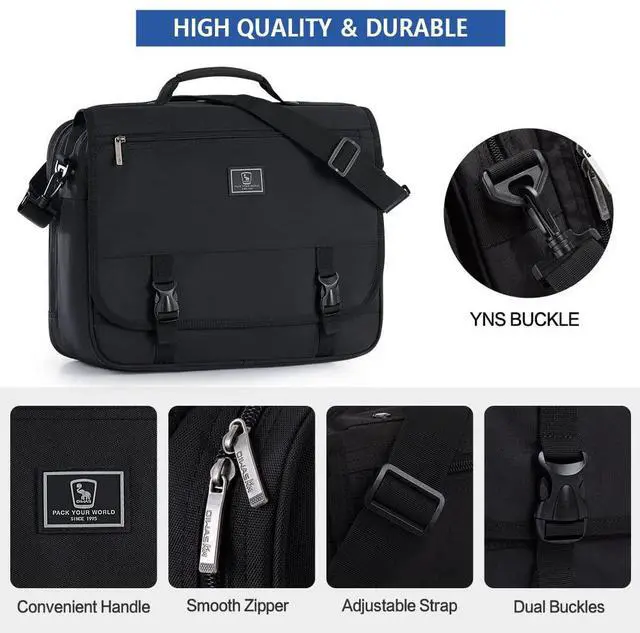 Alt view image 4 of 5 - OIWAS Messenger Bags for Men, 15.6Inch Large Water Resistant Laptop Bag Briefcase Casual Satchel Shoulder Bag for Men College Business Crossbody Bag Work Handbag (black)