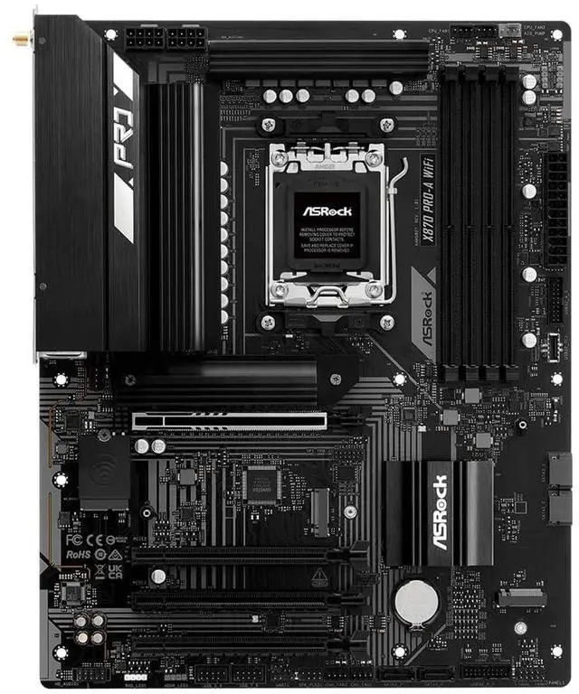 Alt view image 2 of 5 - ASRock X870 Pro-A WiFi ATX Motherboard - AMD AM5 Ryzen 9000/8000/7000, DDR5 8000+(OC), PCIe 5.0, Dual USB4 Type-C, Wi-Fi 7, 2.5GbE