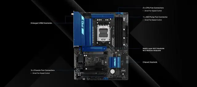Alt view image 4 of 5 - ASRock X870 Pro-A WiFi ATX Motherboard - AMD AM5 Ryzen 9000/8000/7000, DDR5 8000+(OC), PCIe 5.0, Dual USB4 Type-C, Wi-Fi 7, 2.5GbE