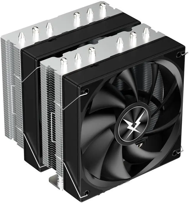 Main image of RUIX GT620 CPU Air Cooler, 6 Heat Pipes, Dual Tower, Dual 120mm PWM Fans, 220W TDP, for AMD AM4 AM5/Intel LGA 1851/1700/1200/115X, Black - No Light