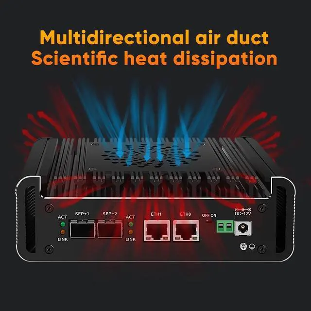 Alt view image 3 of 5 - FakestarPC Firewall Micro Appliance Core N150,4 LAN Firewall Mini PC,2x10G SFP+ 2xi226-V 2.5G RJ45 LAN,2*DDR5,2*NVMe,5*USB,Type-C, 2*HDMI,Industrial PC