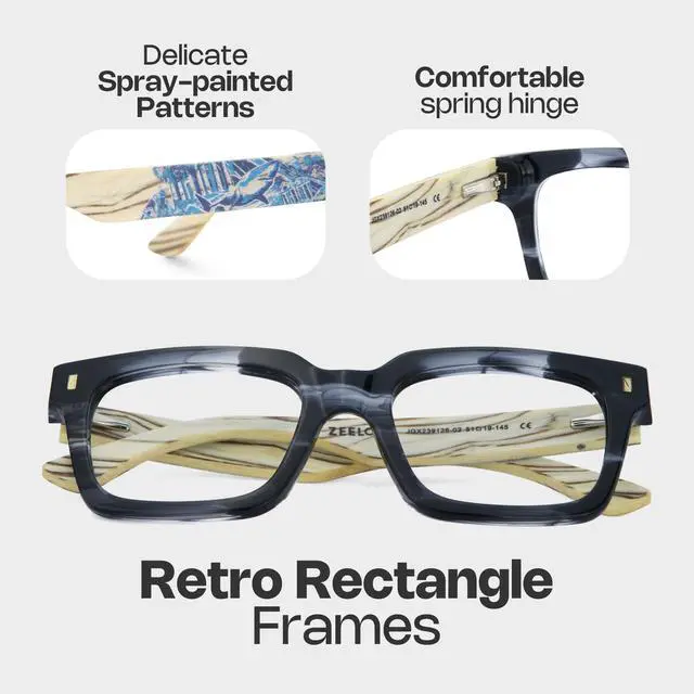 Alt view image 5 of 5 - Zeelool Stylish Rectangle Blue Light Blocking Glasses for Men TV Phone Computer Gaming Glasses ZJGX239126-02 Gray