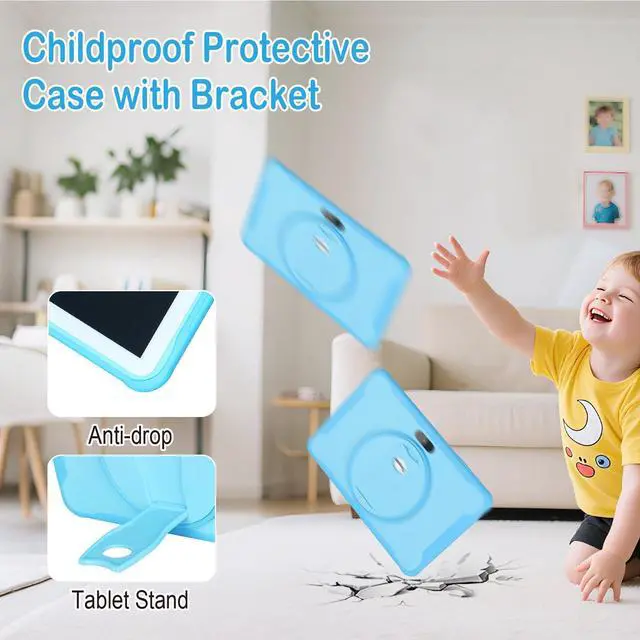 Alt view image 4 of 5 - Kids Tablet, 10.1 Inches Tablet for Kids with Case Included, 64G Storage, Dual Camera, WiFi, Education Apps Pre-Installed, Parent Control, YouTube (Blue)