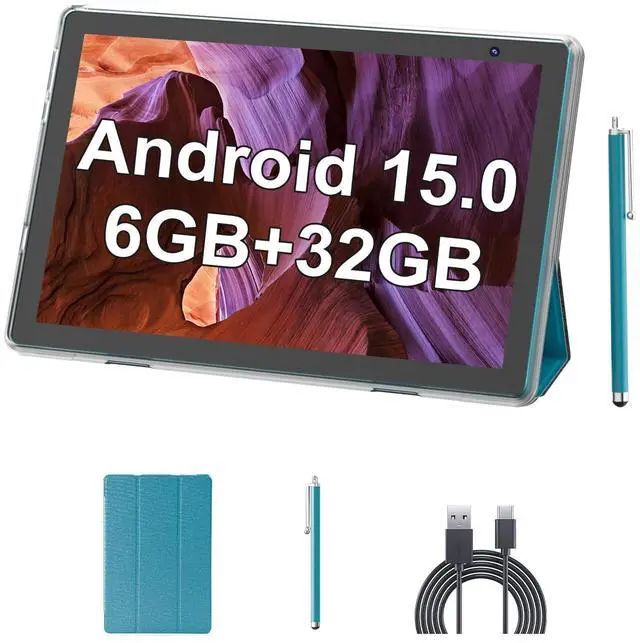 Main image of Android 15 Tablet 10 inch Tablets with Case and Stylus, 6GB RAM 32GB ROM Support 1024GB Expand Android Tablet PC, 6000mAh Battery, 10.1'' IPS HD Touch Screen, WiFi, BT, 2MP+8MP Dual Camera, Navy