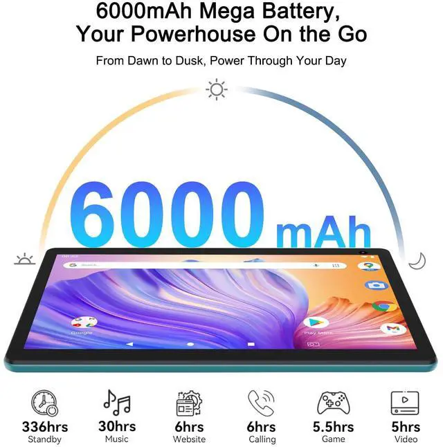 Alt view image 2 of 5 - Android 15 Tablet 10 inch Tablets with Case and Stylus, 6GB RAM 32GB ROM Support 1024GB Expand Android Tablet PC, 6000mAh Battery, 10.1'' IPS HD Touch Screen, WiFi, BT, 2MP+8MP Dual Camera, Navy