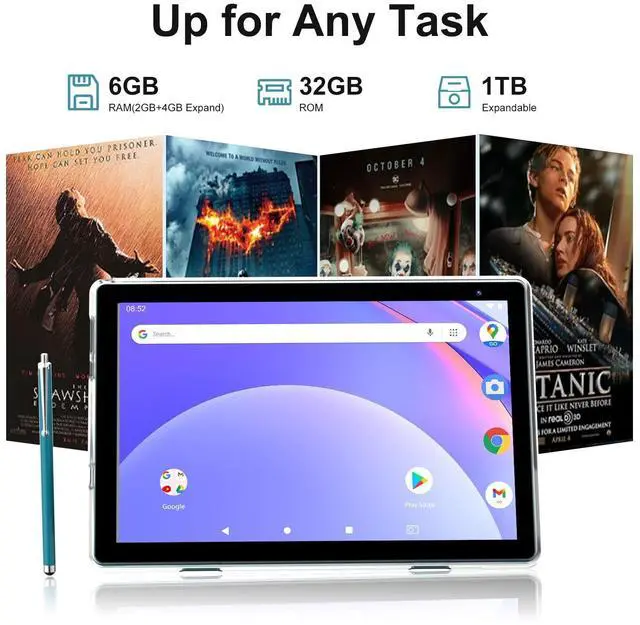 Alt view image 5 of 5 - Android 15 Tablet 10 inch Tablets with Case and Stylus, 6GB RAM 32GB ROM Support 1024GB Expand Android Tablet PC, 6000mAh Battery, 10.1'' IPS HD Touch Screen, WiFi, BT, 2MP+8MP Dual Camera, Navy