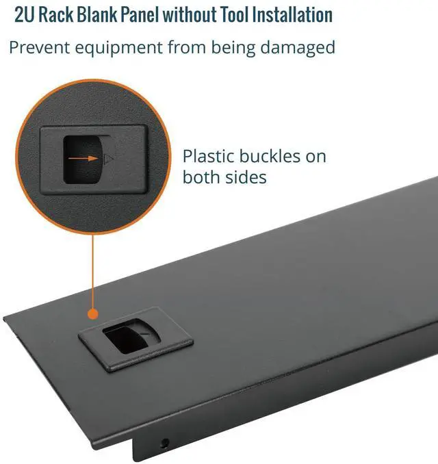 Alt view image 4 of 5 - Tecmojo 5 Pack 2U Blank Panel, Cold Rolled Steel Rack Blank Panel, Rack Mount Plate for 19 in Server Rack Enclosure or Network Cabinet, Toolless Mounting, Black