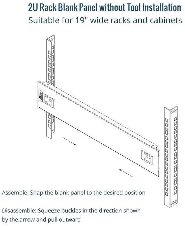 Alt view image 3 of 5 - Tecmojo 5 Pack 2U Blank Panel, Cold Rolled Steel Rack Blank Panel, Rack Mount Plate for 19 in Server Rack Enclosure or Network Cabinet, Toolless Mounting, Black