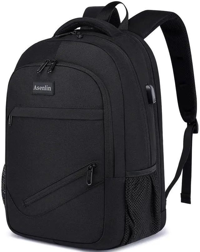 Main image of Asenlin Travel Laptop Backpack for Women & Men,Water Resistant Business Slim Sturdy Laptops Backpack with USB Charging Port,Fits 17.3 Inch Notebook College School Computer Bag-Black
