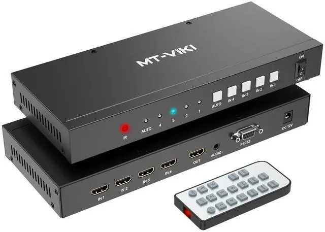 Main image of MT-VIKI 4K Seamless HDMI Switch 4 Port w/ 3.5mm AudioOutput + IR Remote, 4K@30Hz HDMI Switcher Selector 4 in 1 Out, 4:4:4, 18Gbps, RS232