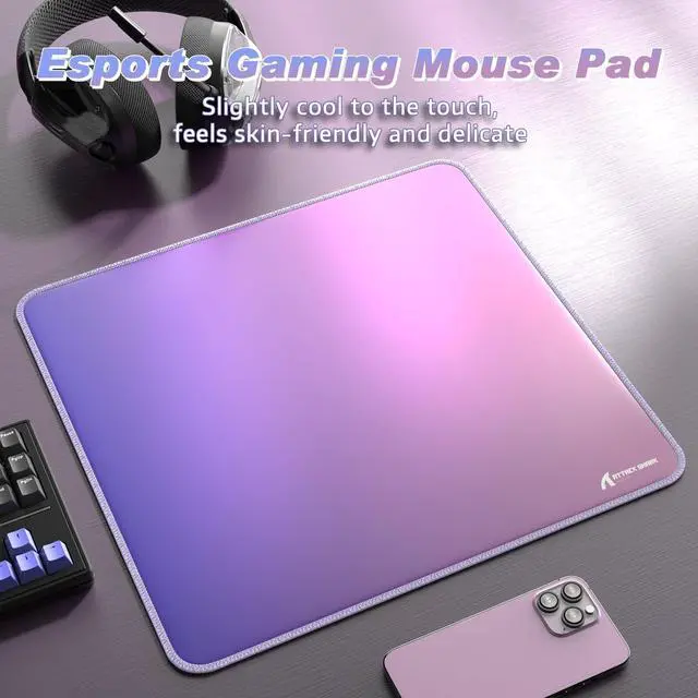 Alt view image 2 of 5 - ATTACK SHARK CM03 Pro Gaming Mouse Pad for Esports Speed Waterproof Surface Stitched Edges and Anti-Slip Rubber Base Large Mouse mats Holographic Laminate 17.72 x 15.75 x 0.16 Gradual Purple