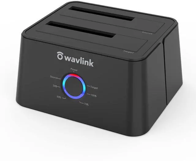 Main image of WAVLINK USB 3.0 and USB C to SATA Dual-Bay External Hard Drive Docking Station for 2.5/3.5 Inch HDD/SSD with UASP (6Gbps), Support Offline Clone/Duplicator Function [16TB X2 ]-Black