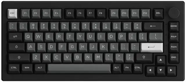 Main image of Akko 5075B Plus Mechanical Keyboard 75% Percent RGB Hot-swappable Creamy Keyboard with Knob, Black & Silver Theme with PBT Double Shot ASA Profile Keycaps V3 Creamy Blue Pro Switch