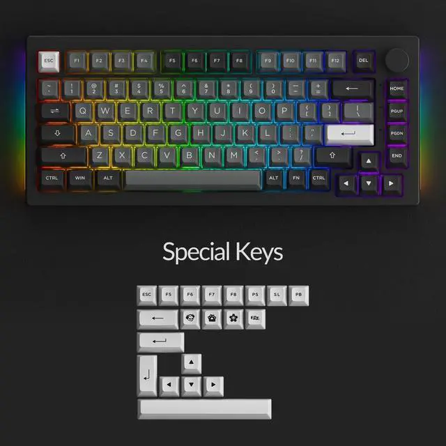 Alt view image 2 of 5 - Akko 5075B Plus Mechanical Keyboard 75% Percent RGB Hot-swappable Creamy Keyboard with Knob, Black & Silver Theme with PBT Double Shot ASA Profile Keycaps V3 Creamy Blue Pro Switch