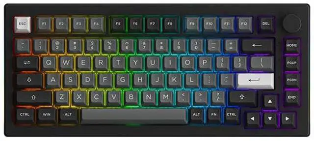 Alt view image 4 of 5 - Akko 5075B Plus Mechanical Keyboard 75% Percent RGB Hot-swappable Creamy Keyboard with Knob, Black & Silver Theme with PBT Double Shot ASA Profile Keycaps V3 Creamy Blue Pro Switch