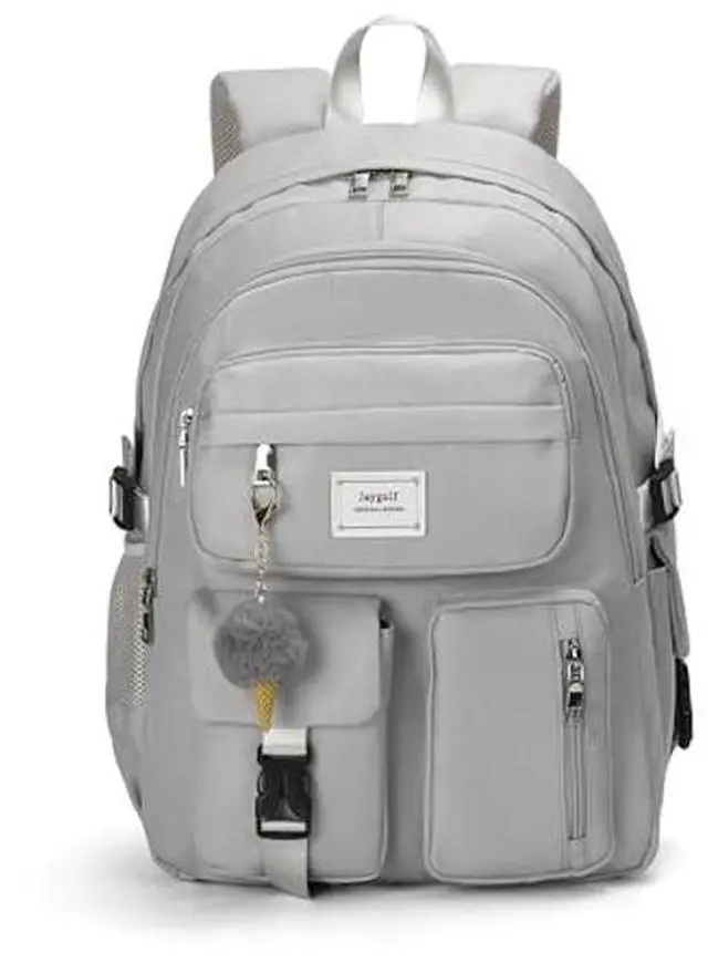 Alt view image 2 of 5 - Jaygulf Girls Backpack Stylish Schoolbag Set for College or High Student Laptop Backpack for Women Grey